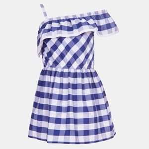 Girls Nautica gingham one shoulder dress